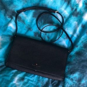 Kate Spade black leather crossbody purse
